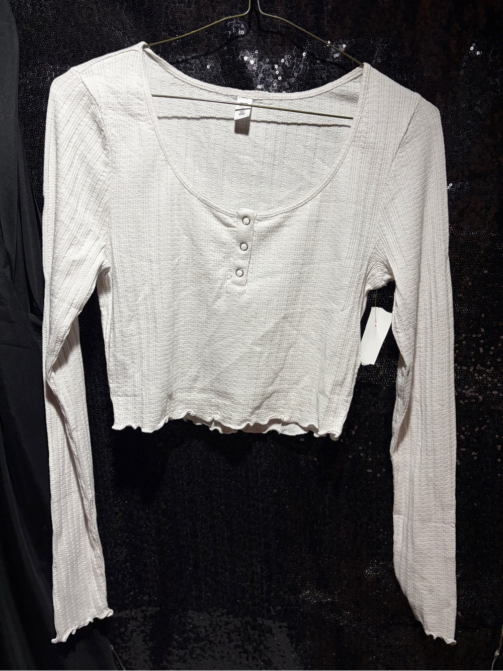 Nordstrom BP Long Sleeve White Cropped Shirt Size Small